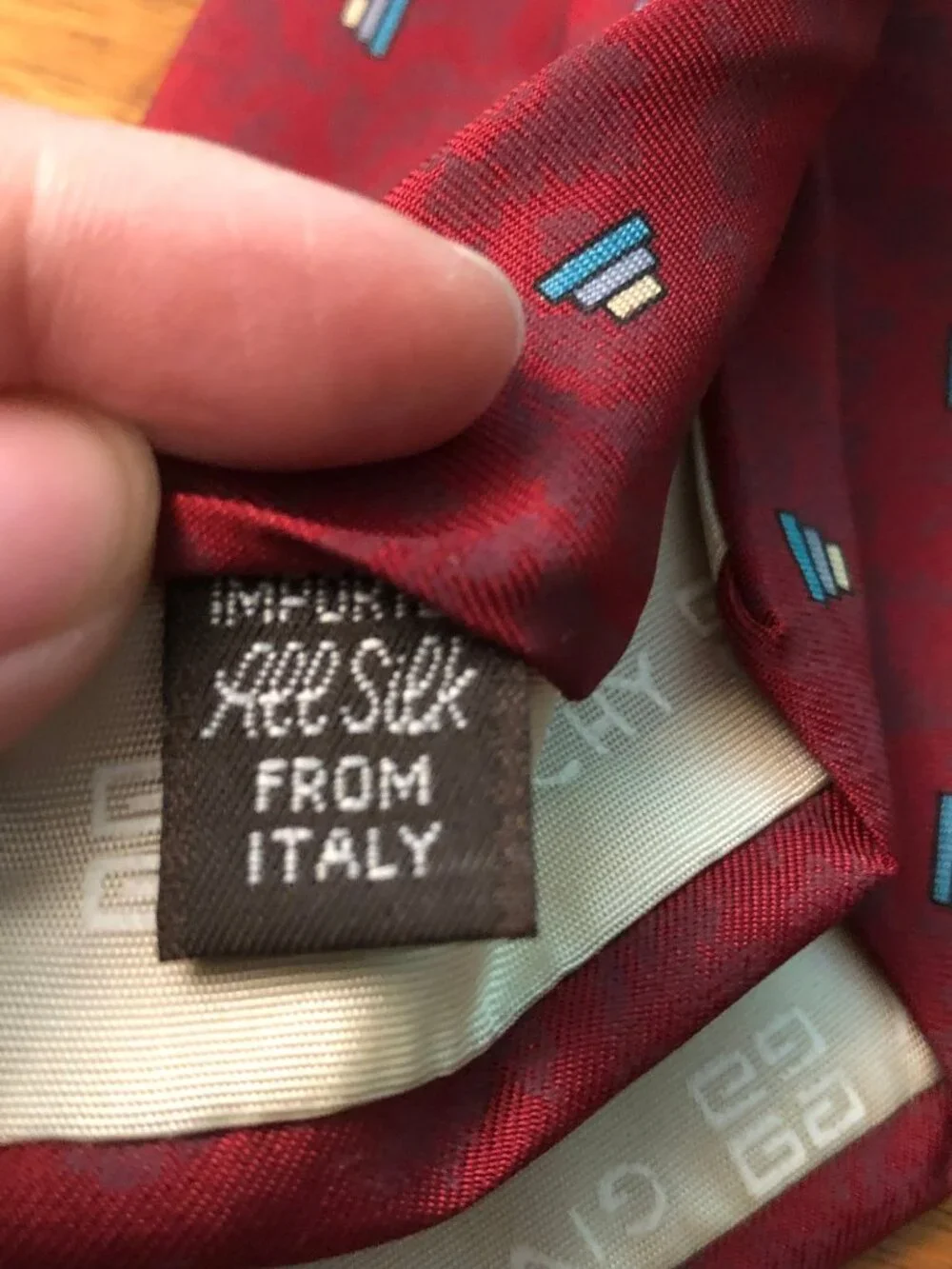 Givenchy Monsieur Silk Tie Red Geometric Pattern Made in Italy